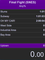 Screenshot of OpenSplit timer UI